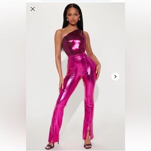 Fashion Nova Your Wildest Dreams Metallic Flare Pant